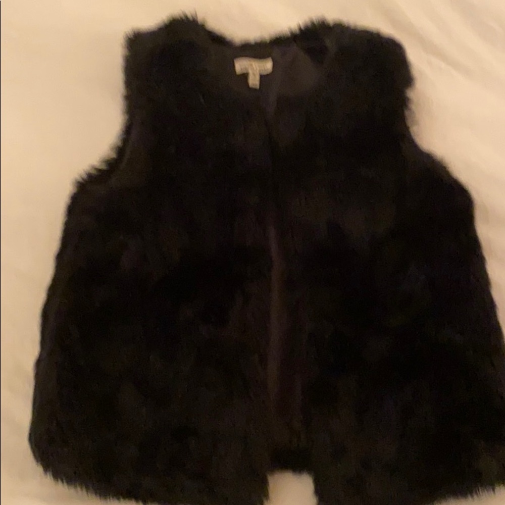 Black faux fur vest